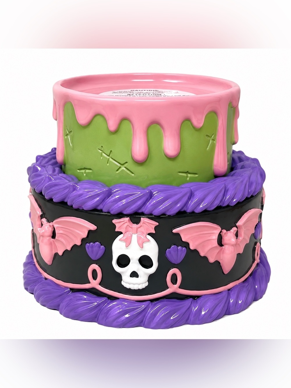 Bath & Body Works Halloween Spooky Cake 3-Wick Candle Pedestal Holder Deco